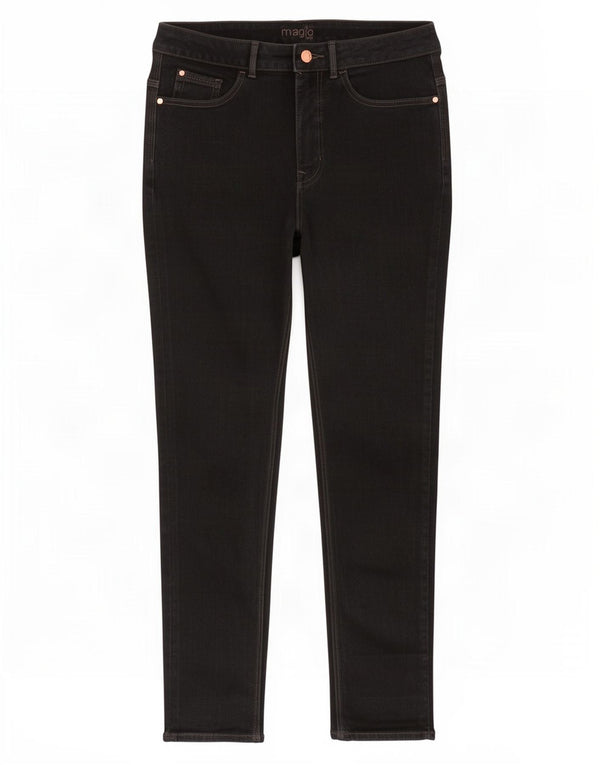 Marks & Spencer Womens Magic Slim Jeans UK 12 Medium W28 L28 Black Bomuld