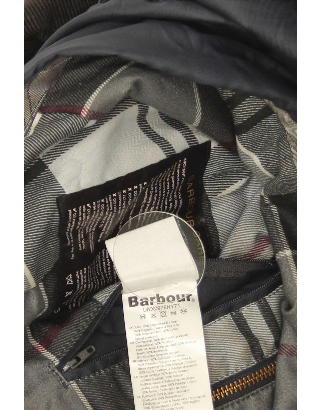 Barbour Womens vokset bomuldsjakke UK 10 Small Navy Blue Cotton