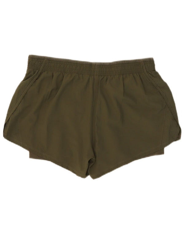 Nike Dame Dri Fit Sport Shorts UK 14 Large Khaki Polyester