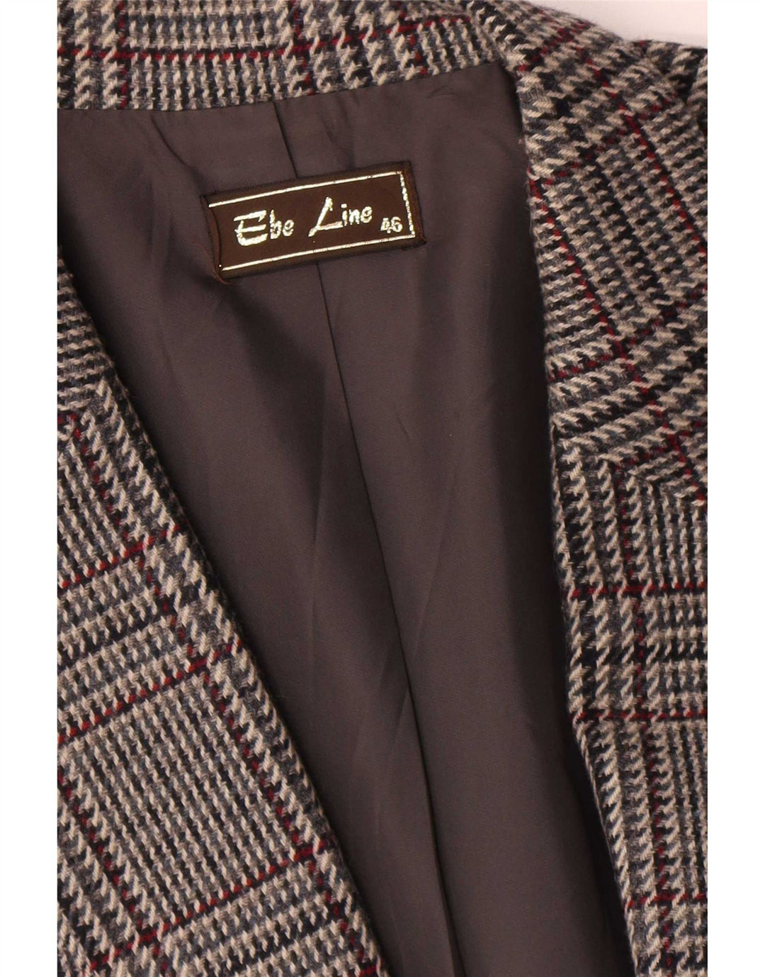Vintage Dame 1 Knap Blazer Jakke IT 46 Stor Grå Houndstooth Uld