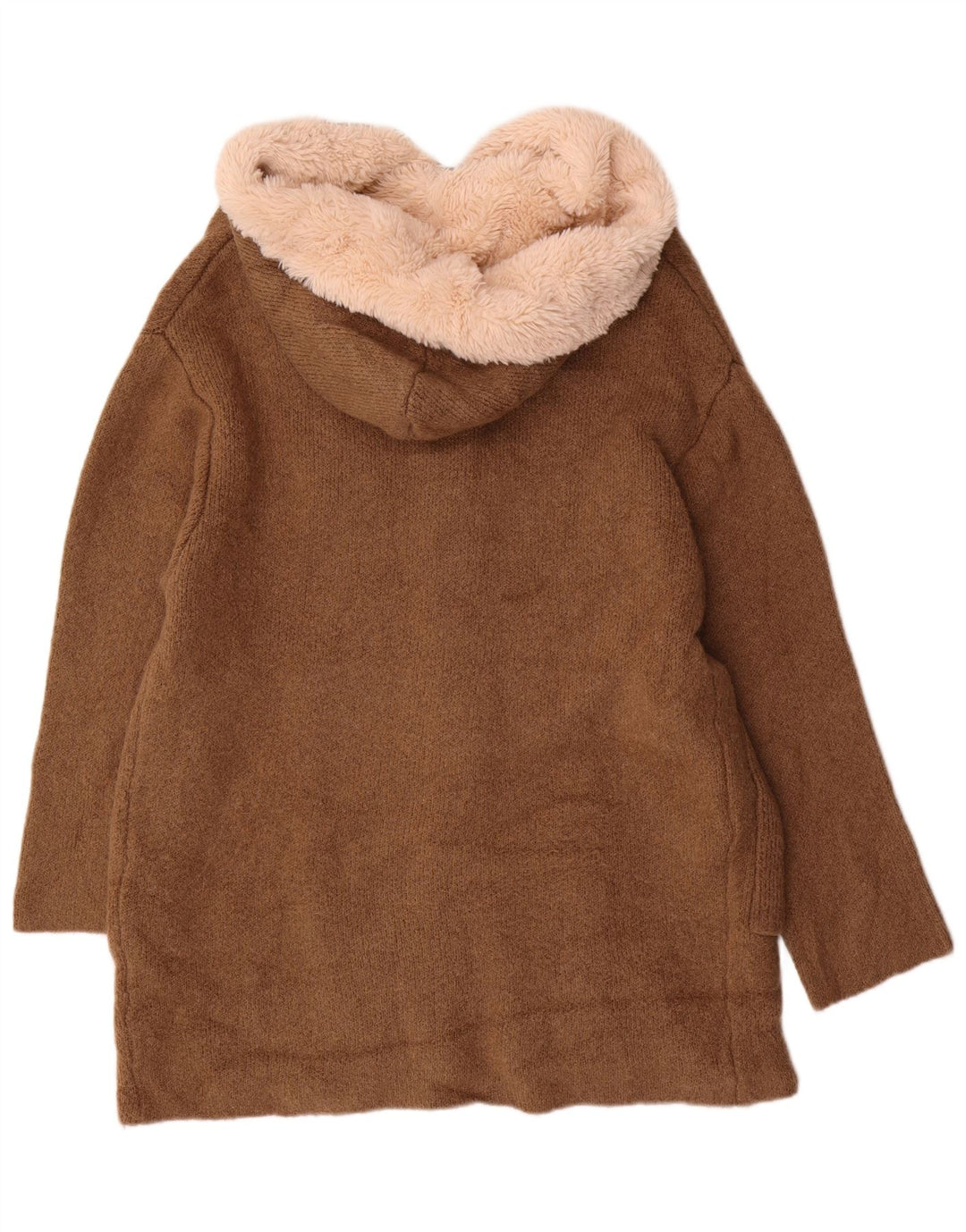 ZARA Dame Oversized Longline hættetrøje cardigan UK 14 Medium Brown