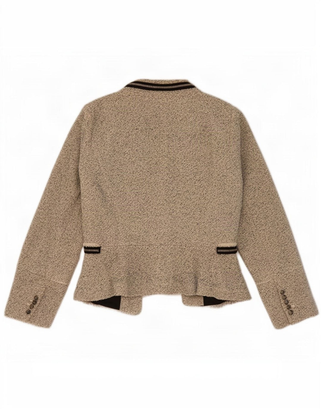 Zara Womens Oversized Open Blazer Jacket UK 10 Small Beige Flecked
