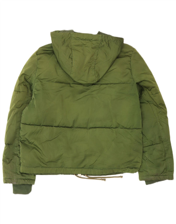 Topshop Dame Hætte Oversized Polstret Jakke UK 10 Small Khaki Polyester