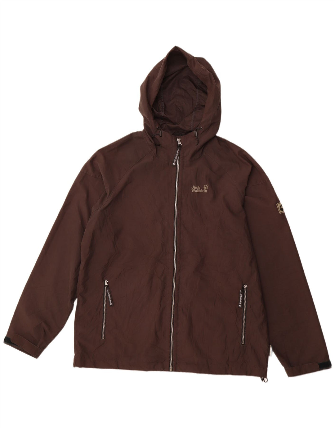 JACK WOLFSKIN Regnjakke med hætte til mænd UK 44/46 XL Brun Polyester