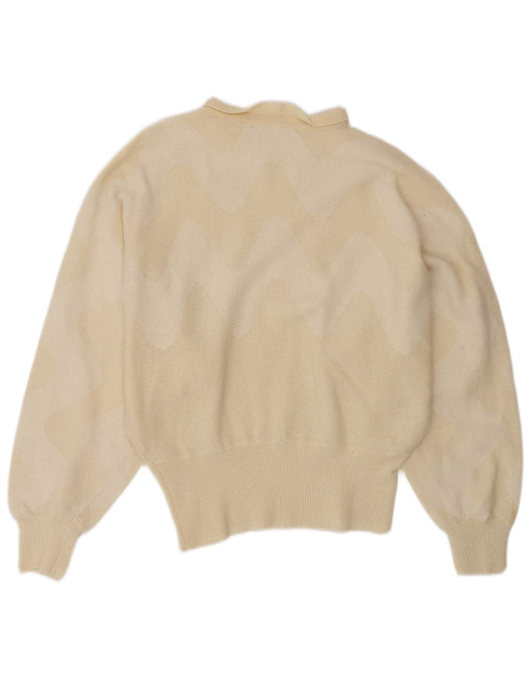Vintage Dame Boat Neck Jumper Sweater UK 14 Medium Beige