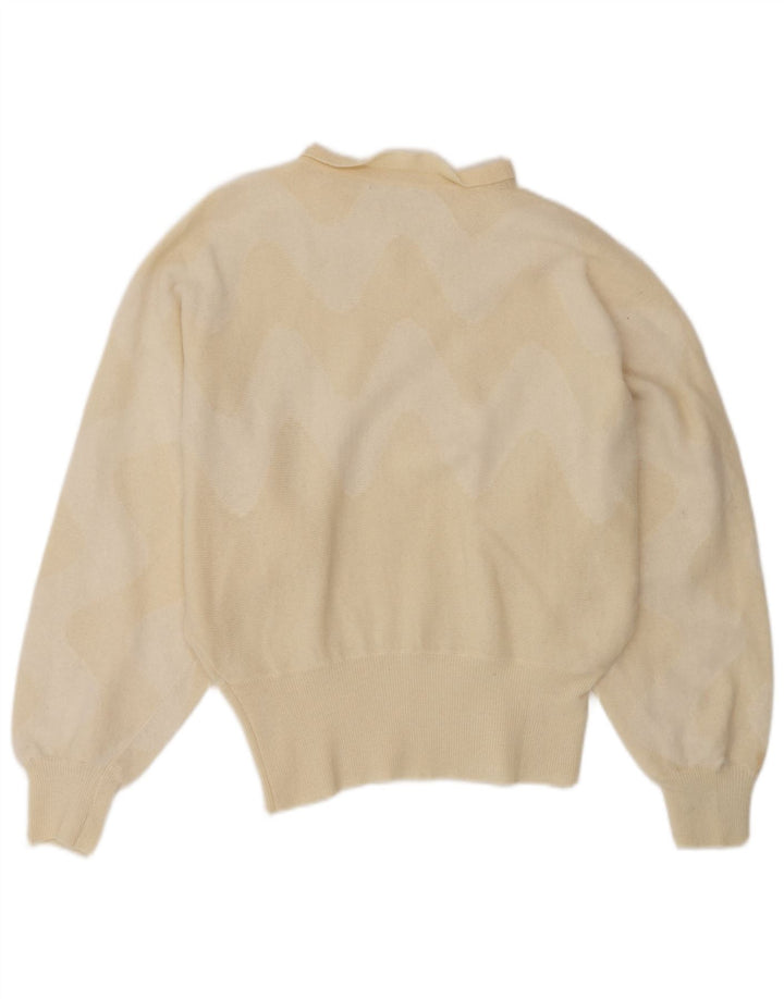 Vintage Dame Boat Neck Jumper Sweater UK 14 Medium Beige