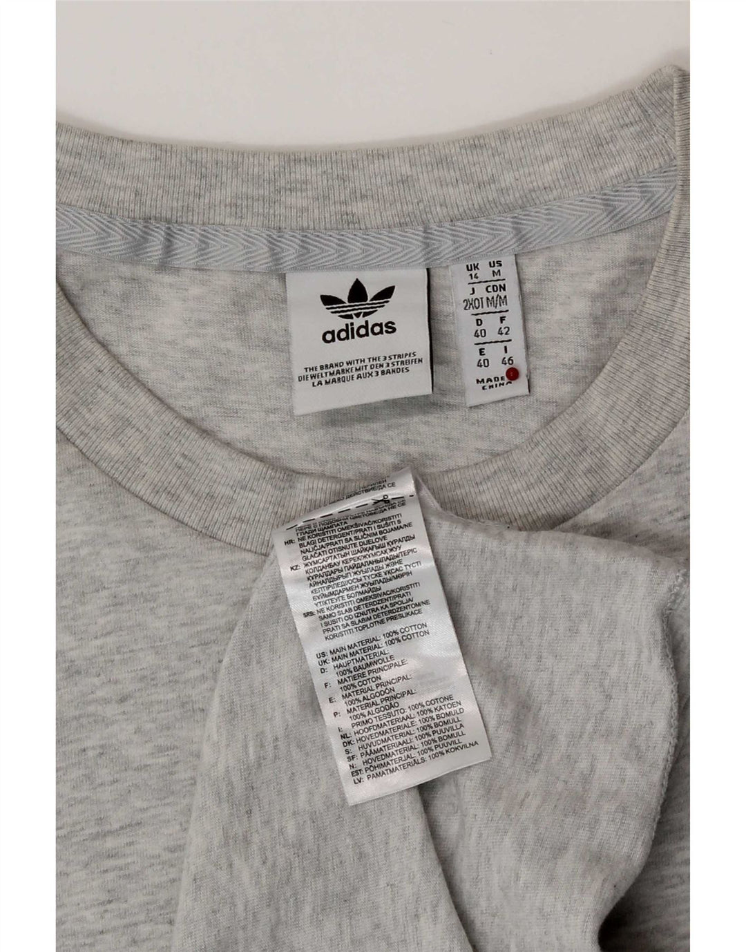 Adidas Dame Grafisk T-Shirt Top UK 14 Medium Grå Bomuld