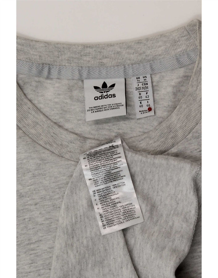 Adidas Dame Grafisk T-Shirt Top UK 14 Medium Grå Bomuld