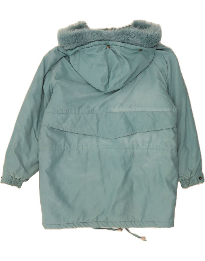 VINTAGE Womens Oversized Hooded Padded Coat UK 10 Small Turquoise Vintage Vintage and Second-Hand Vintage from Messina Hembry 