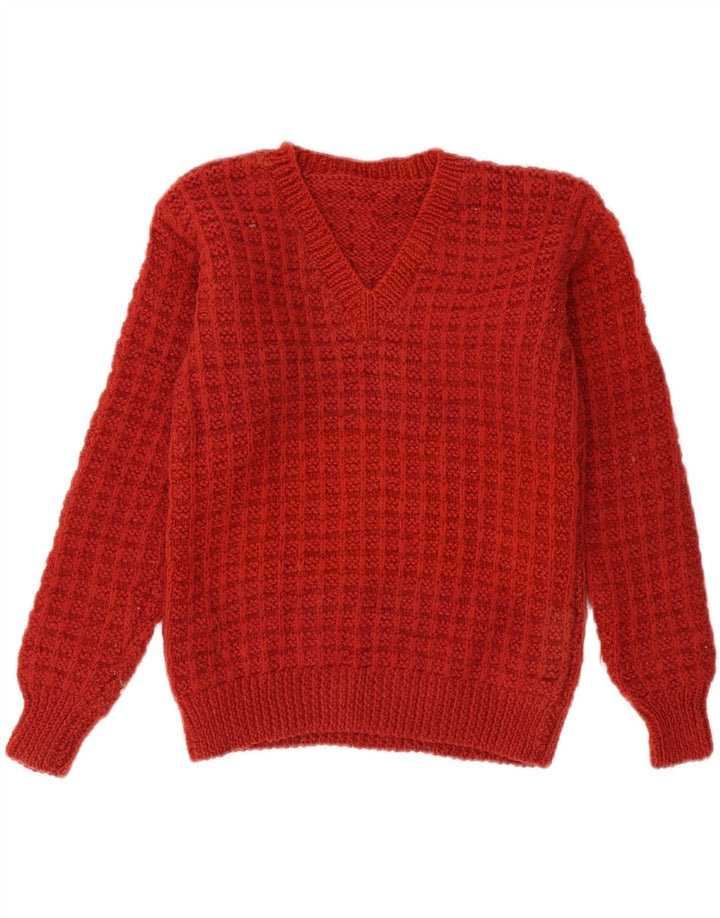 VINTAGE Womens Crop V-hals sweater UK 8 Small Red
