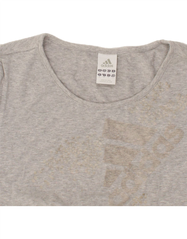 ADIDAS Womens Graphic T-Shirt Top UK 14 Medium  Grey Cotton Vintage Adidas and Second-Hand Adidas from Messina Hembry 