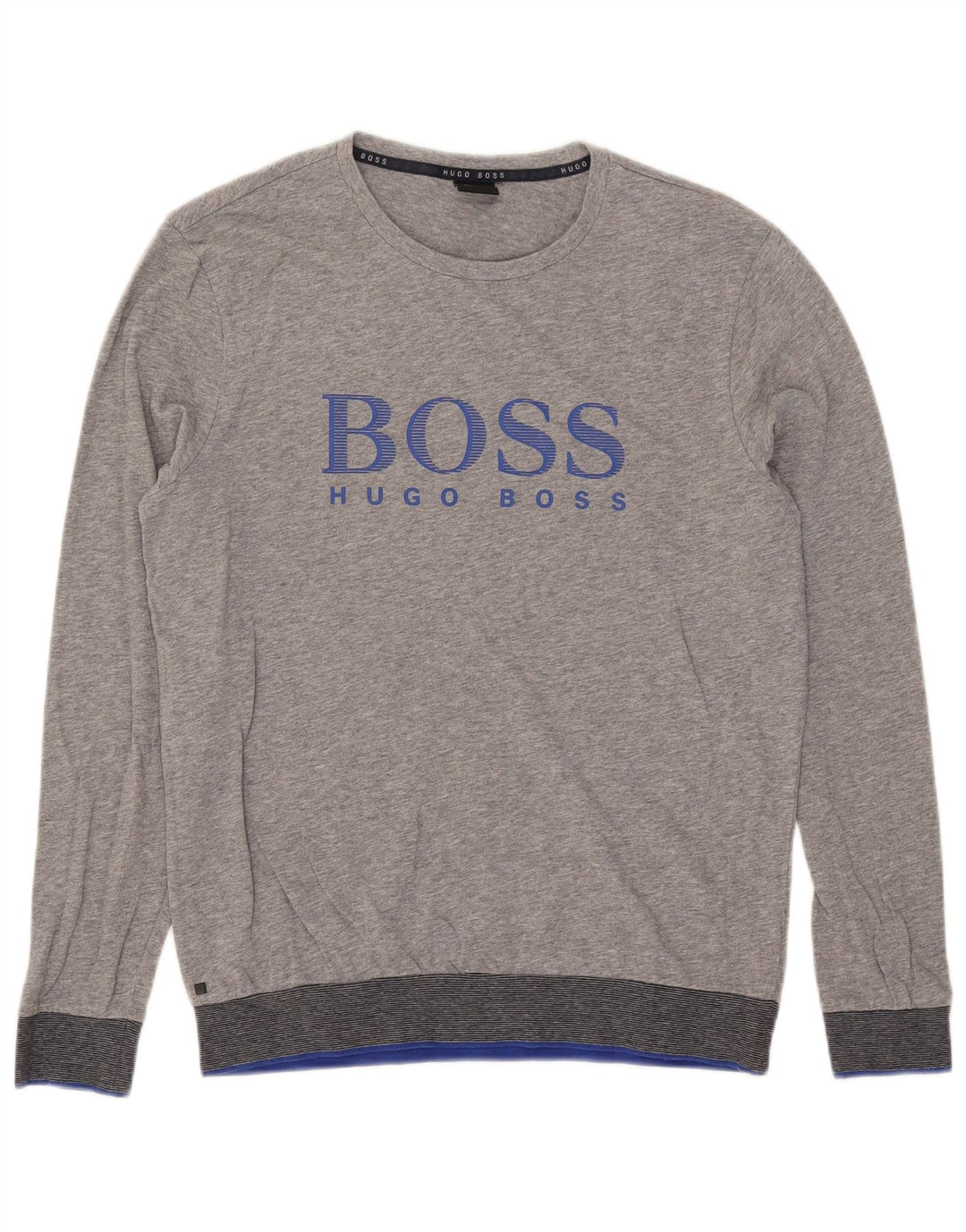 Hugo Boss Herre Grafisk Top Langærmet Medium Grey Flecked Bomuld