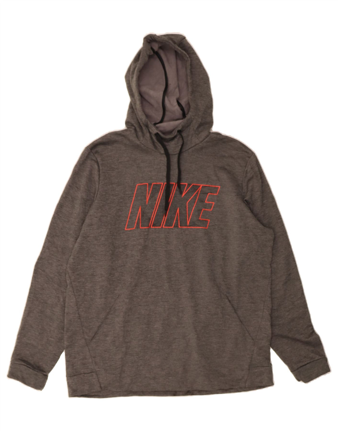 NIKE Mens Dri Fit Graphic Hoodie Jumper XL Grey Polyester Vintage Nike and Second-Hand Nike from Messina Hembry 