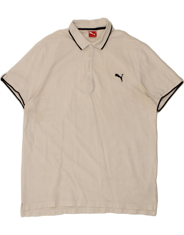 PUMA Mens Polo Shirt XL Off White Cotton Vintage Puma and Second-Hand Puma from Messina Hembry 