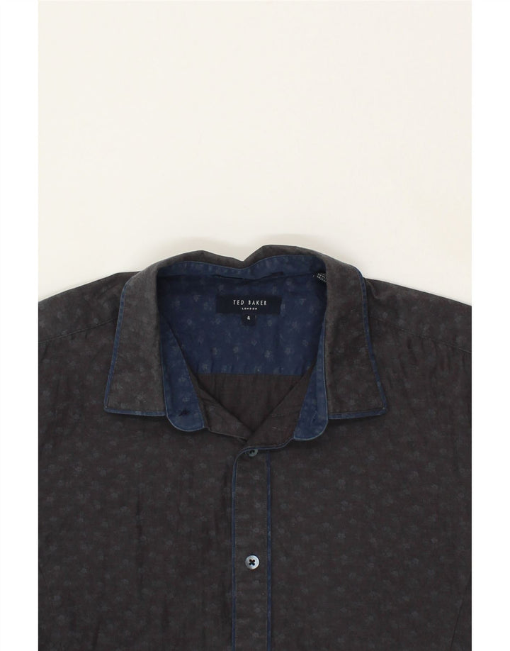 TED BAKER Mens Shirt Size 4 Large Grey Floral Cotton Vintage Ted Baker and Second-Hand Ted Baker from Messina Hembry 