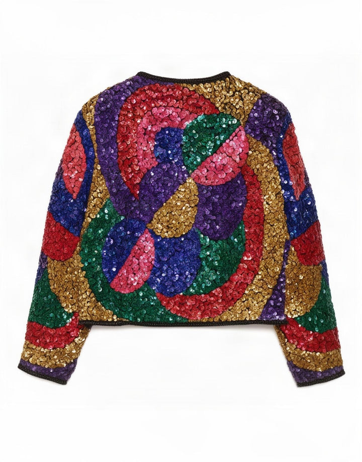 O.P.C Womens Open Bolero Jacket UK 12 Medium Multicolored Colourblock Silke