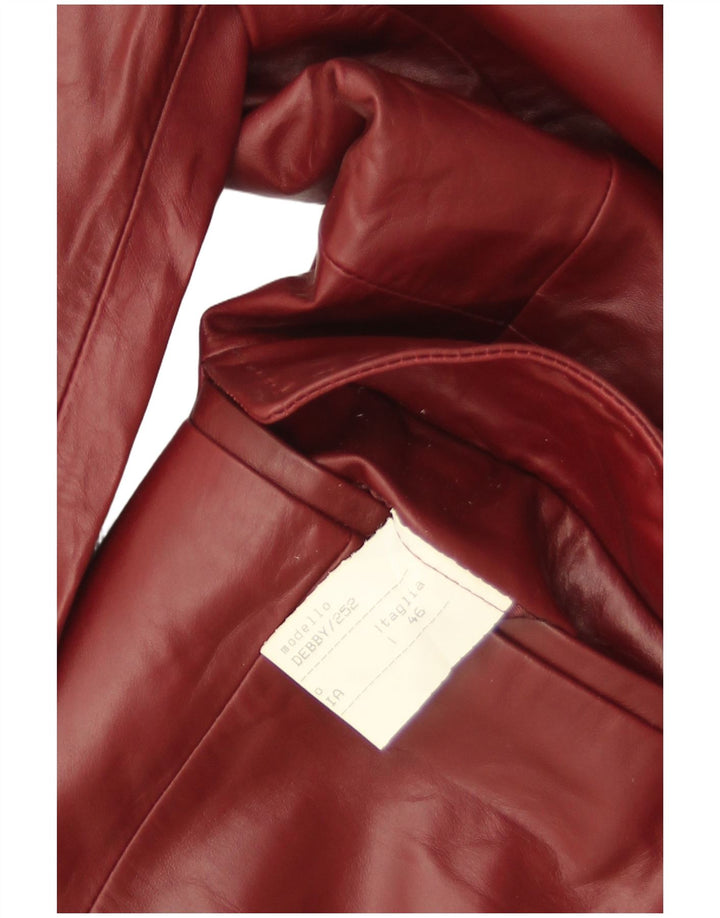 Vintage dame 3-knaps læder blazerjakke IT 46 Large Burgundy