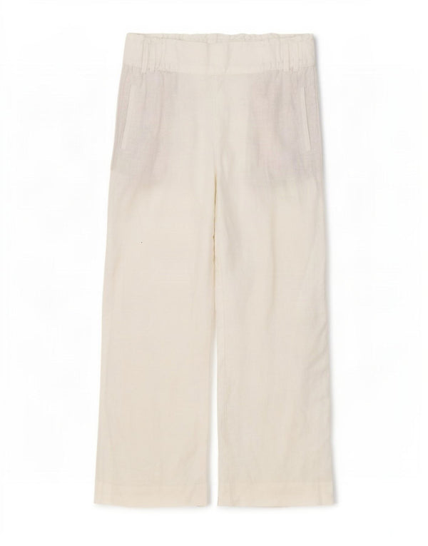 Marks & Spencer Womens Wide Leg Chino Trousers UK 10 Small W30 L30 White