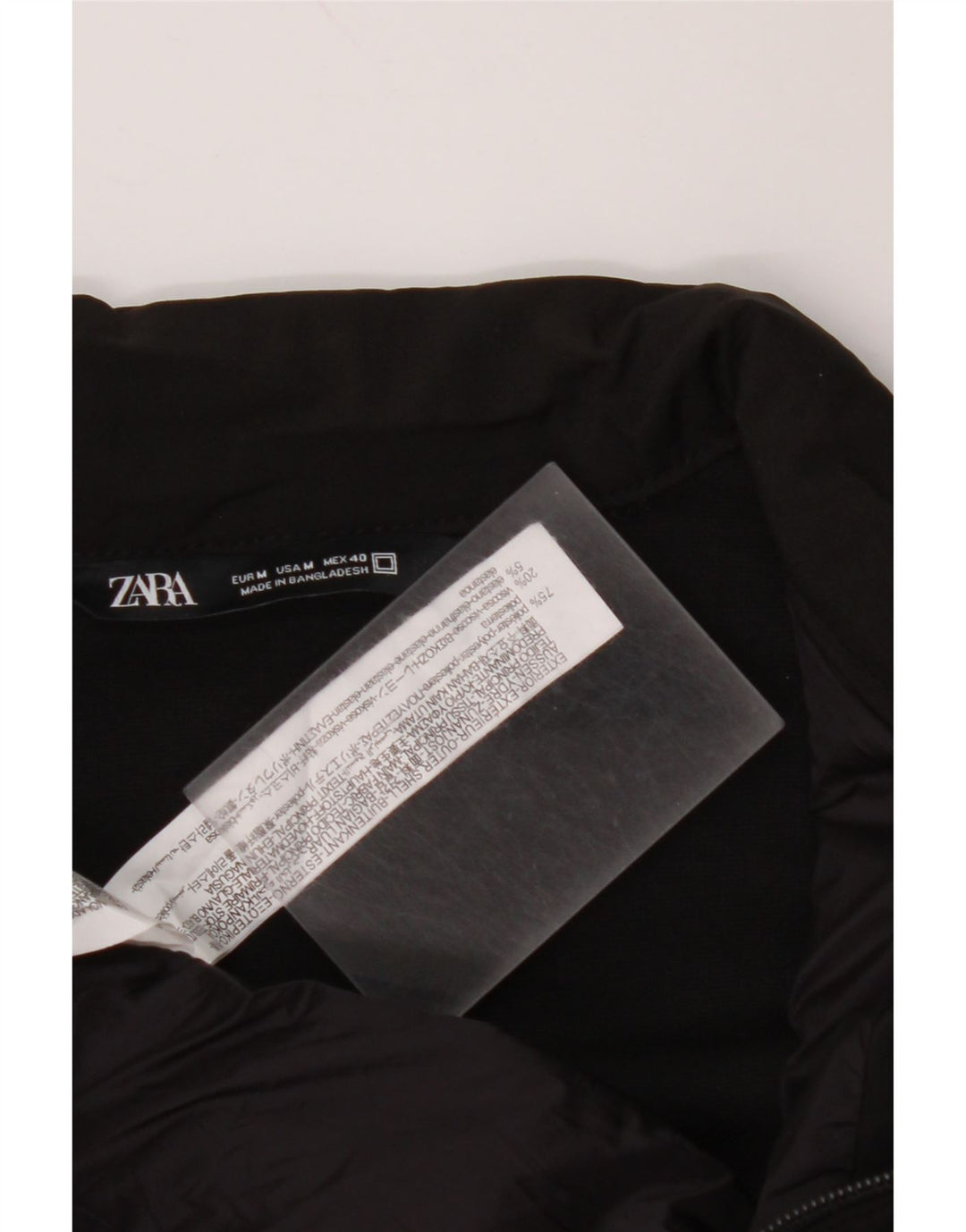 ZARA Polstret jakke til mænd UK 38 Medium Sort Polyester