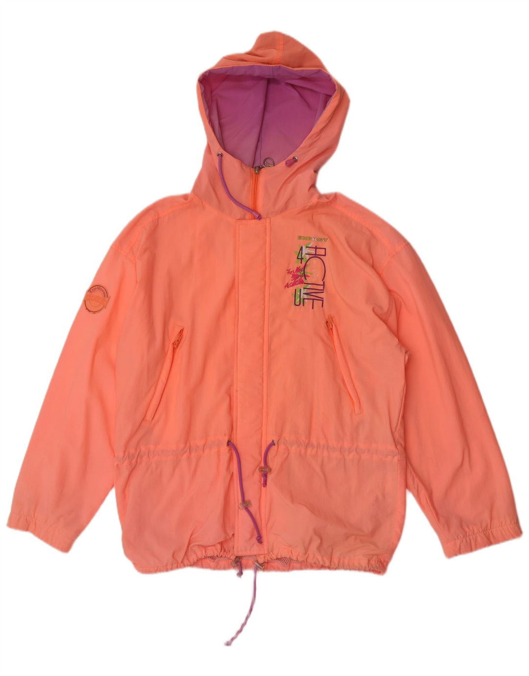 Diadora Dame Oversized grafisk regnjakke med hætte UK 14 Medium Pink