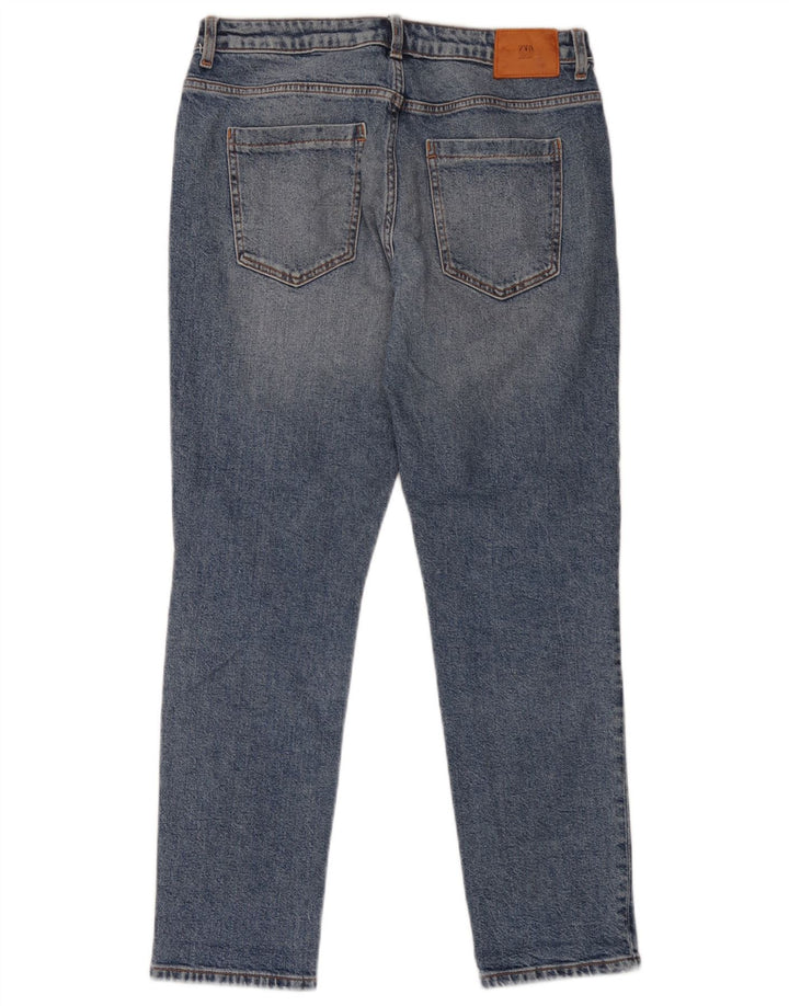 Zara Dame Distressed Slim Jeans EU 40 Medium W30 L28 Blå Bomuld