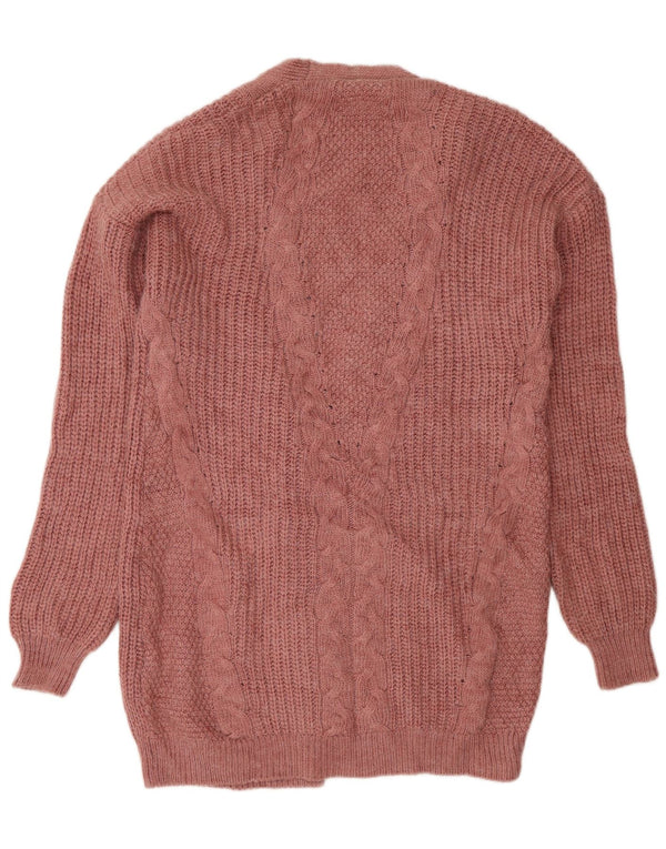 Lipsy Womens Longline Oversized Cardigan Sweater UK 12 Medium Pink Akryl