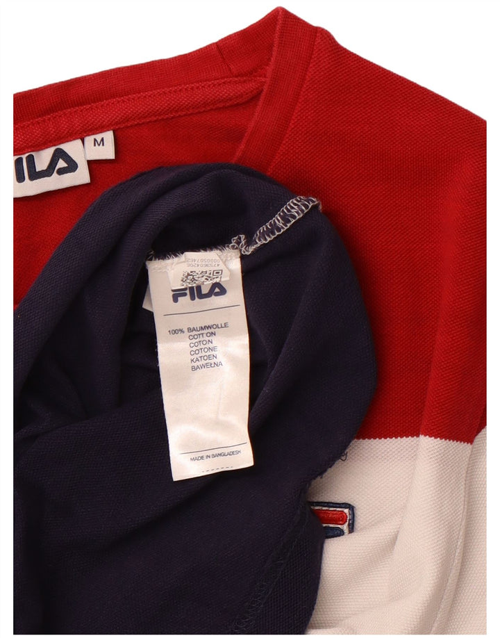 FILA T-shirt top til kvinder UK 14 Medium Flerfarvet Colourblock Bomuld