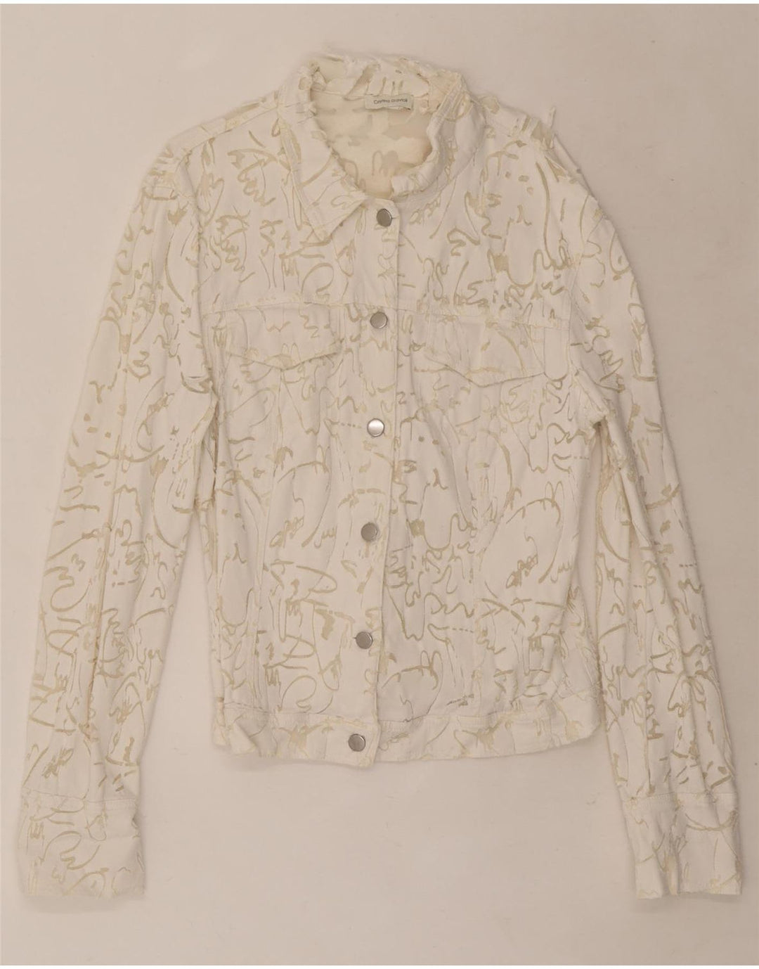 Cristina Gavioli kvinders abstrakt mønster bomberjakke UK 14 Medium White