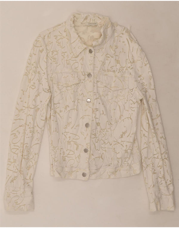 Cristina Gavioli kvinders abstrakt mønster bomberjakke UK 14 Medium White