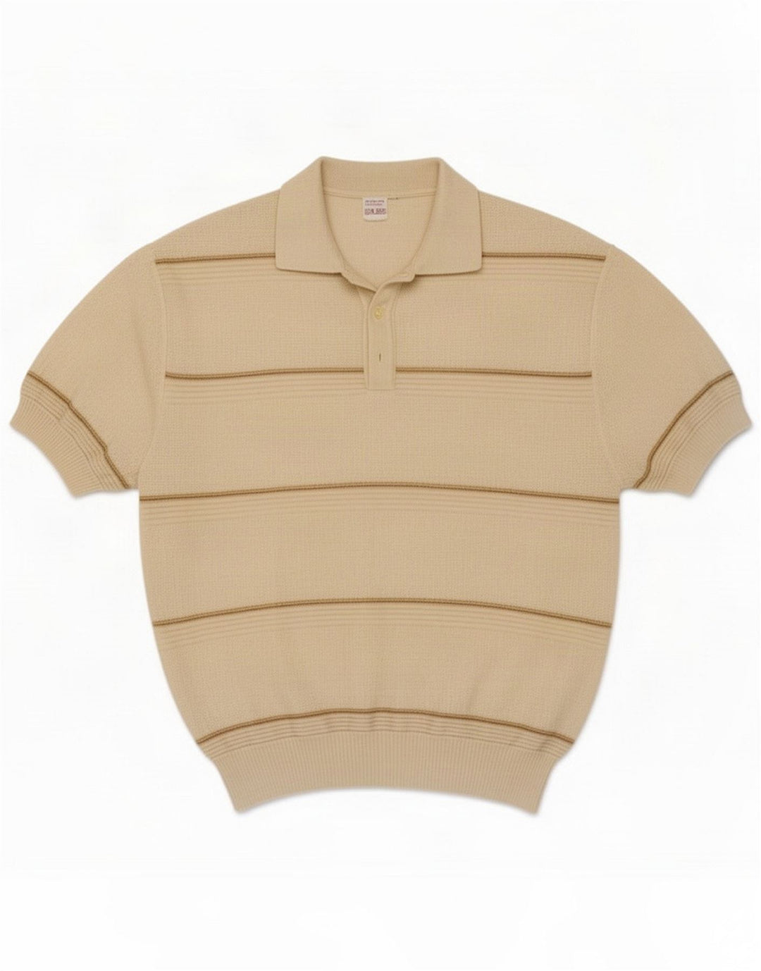 Vintage poloskjorte til mænd Medium Beige Stribet polyakryl