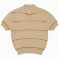 Vintage poloskjorte til mænd Medium Beige Stribet polyakryl