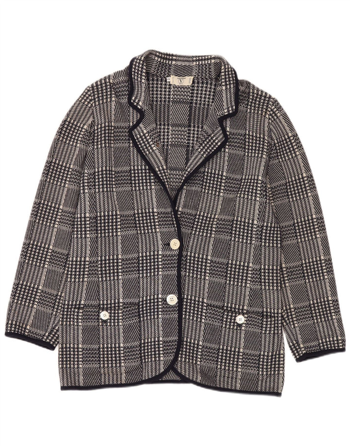 VALENTINO Dame Miss V Blazer Jacket IT 48 XL Marineblå Houndstooth