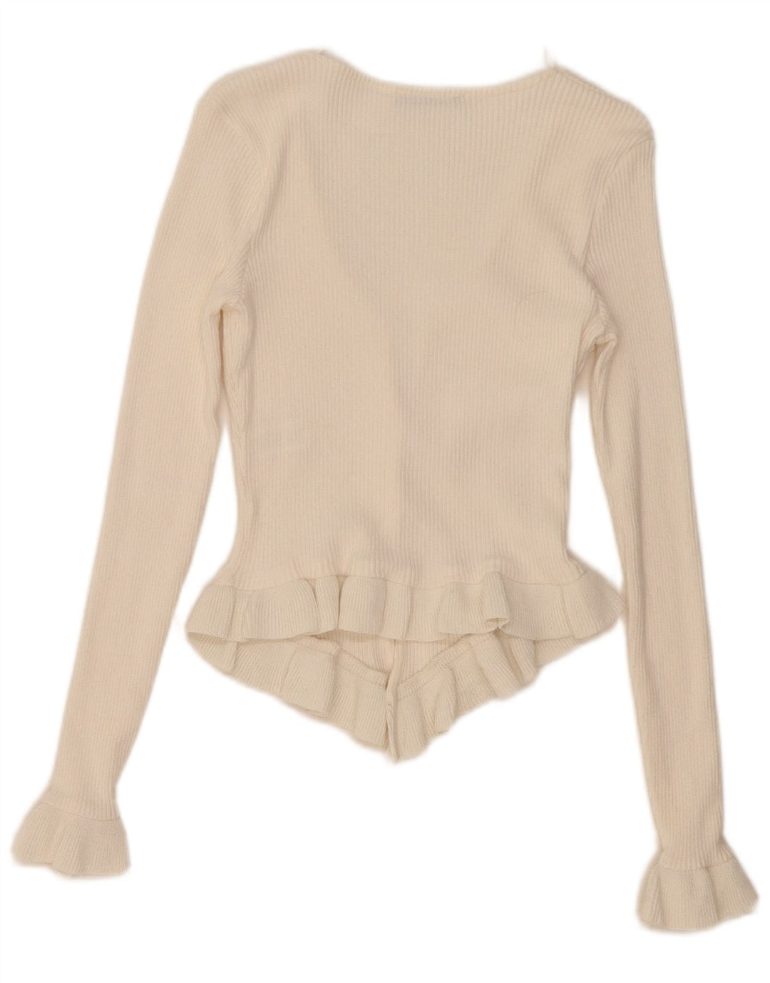 Zara Womens Crop Cardigan Sweater UK 12 Medium Beige Bomuld