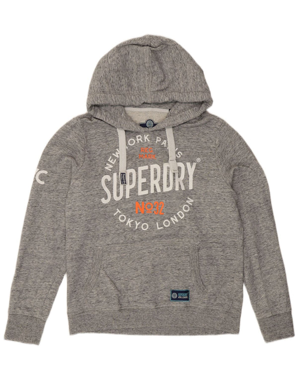 Superdry Grafisk hættetrøje til kvinder UK 18 XL Grå Flecked Polyester