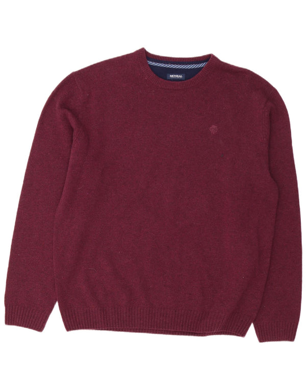 MCNEAL Herre Crew Neck Jumper Sweater 2XL Burgundy lammeuld
