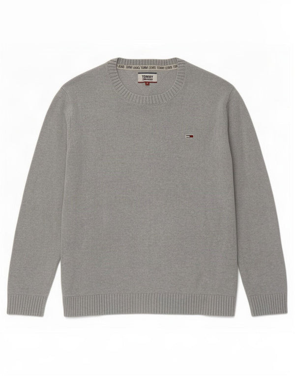 Tommy Hilfiger Dame Boat Neck Jumper Sweater UK 14 Medium Grå Bomuld
