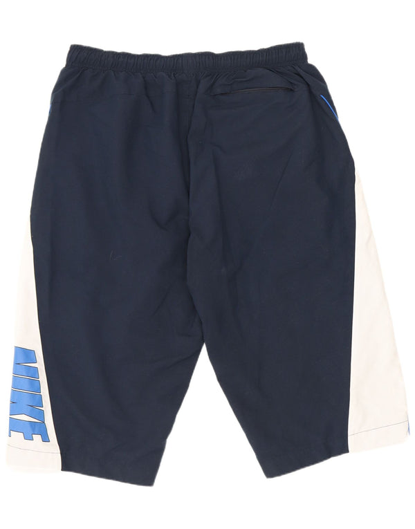 Nike Herre grafiske sportsshorts store marineblå farveblok polyestersport