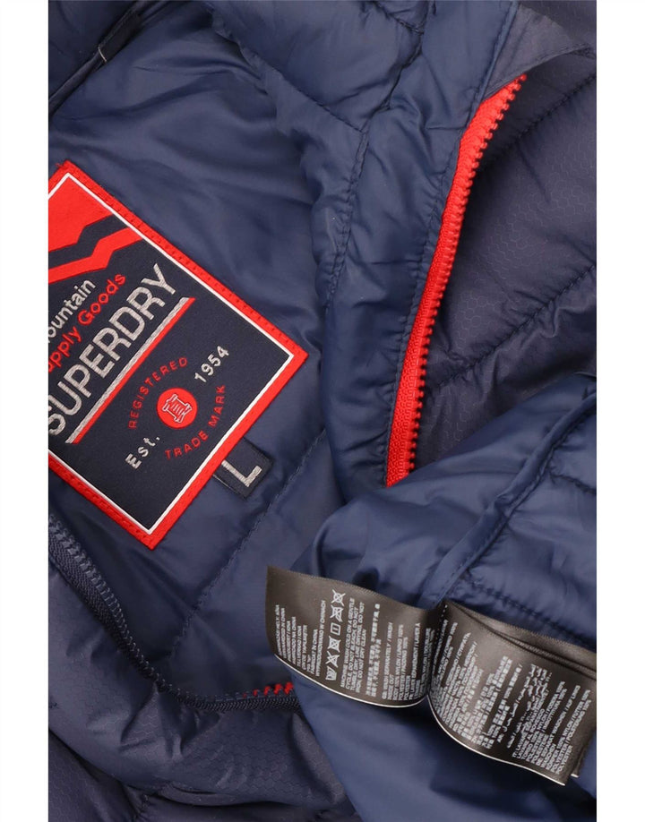 Superdry Herre hættepolstret jakke UK 40 Large Navy Blue Polyester
