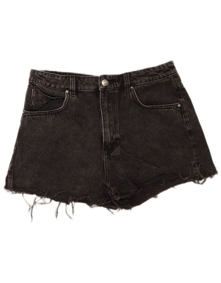 Zara Dame Denim Shorts EU 40 Medium W30 Sort Bomuld