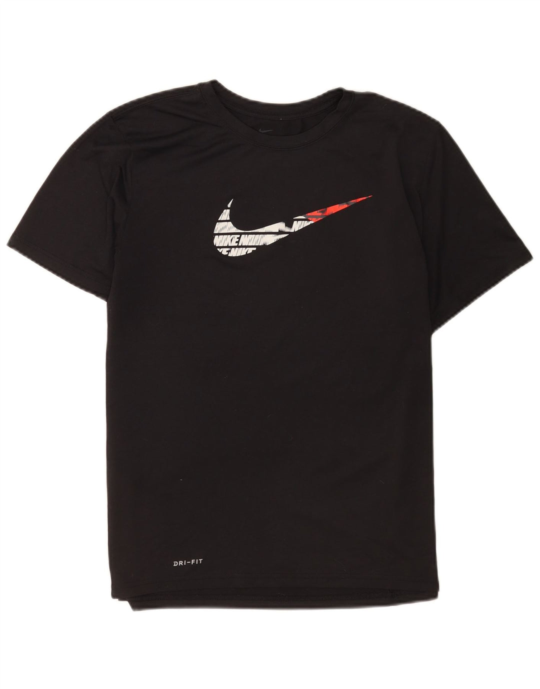 Nike Dame Dri Fit Regular Graphic T-Shirt Top UK 16 Large Black Polyester