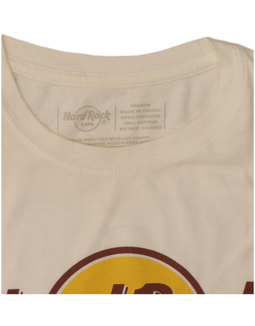 HARD ROCK CAFE Dame Florence Grafisk T-Shirt Top UK 12 Medium White