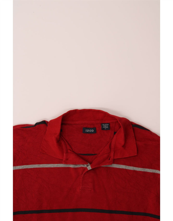 IZOD Mens Polo Shirt Large Red Striped Cotton Vintage Izod and Second-Hand Izod from Messina Hembry 