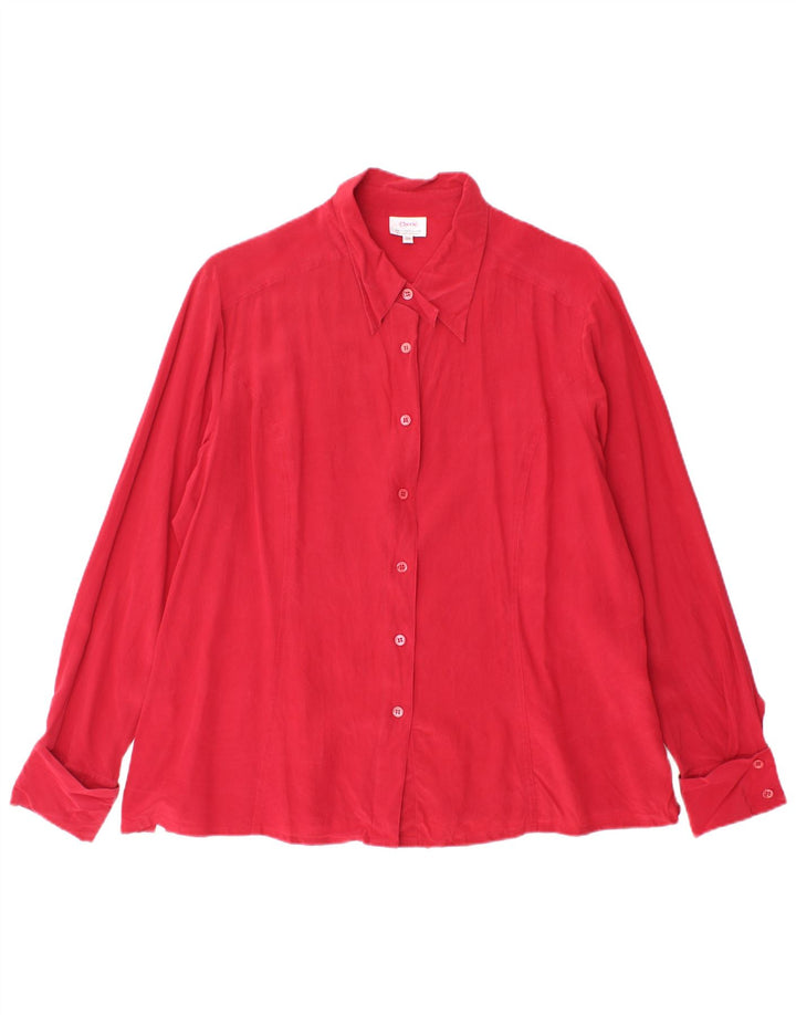 cherie Dame Skjorte Bluse IT 50 XL Rød Silke