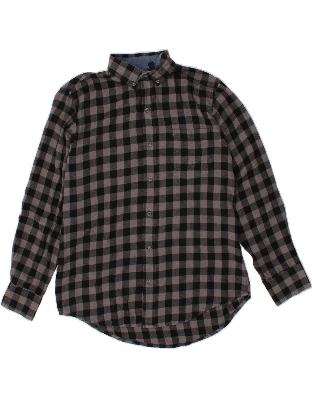 IZOD Mens Flannel Shirt Medium Grey Gingham Cotton Vintage Izod and Second-Hand Izod from Messina Hembry 