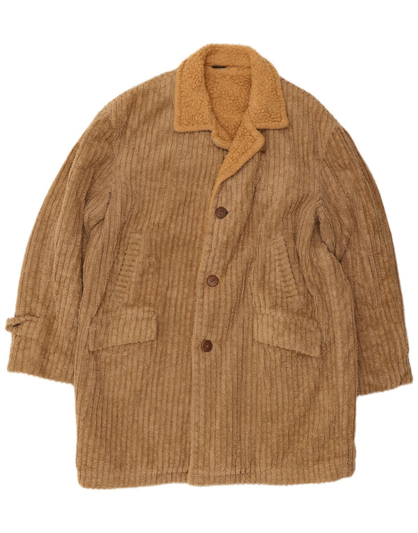 Vintage Herre Sherpa Corduroy Coat IT 54 2XL Beige