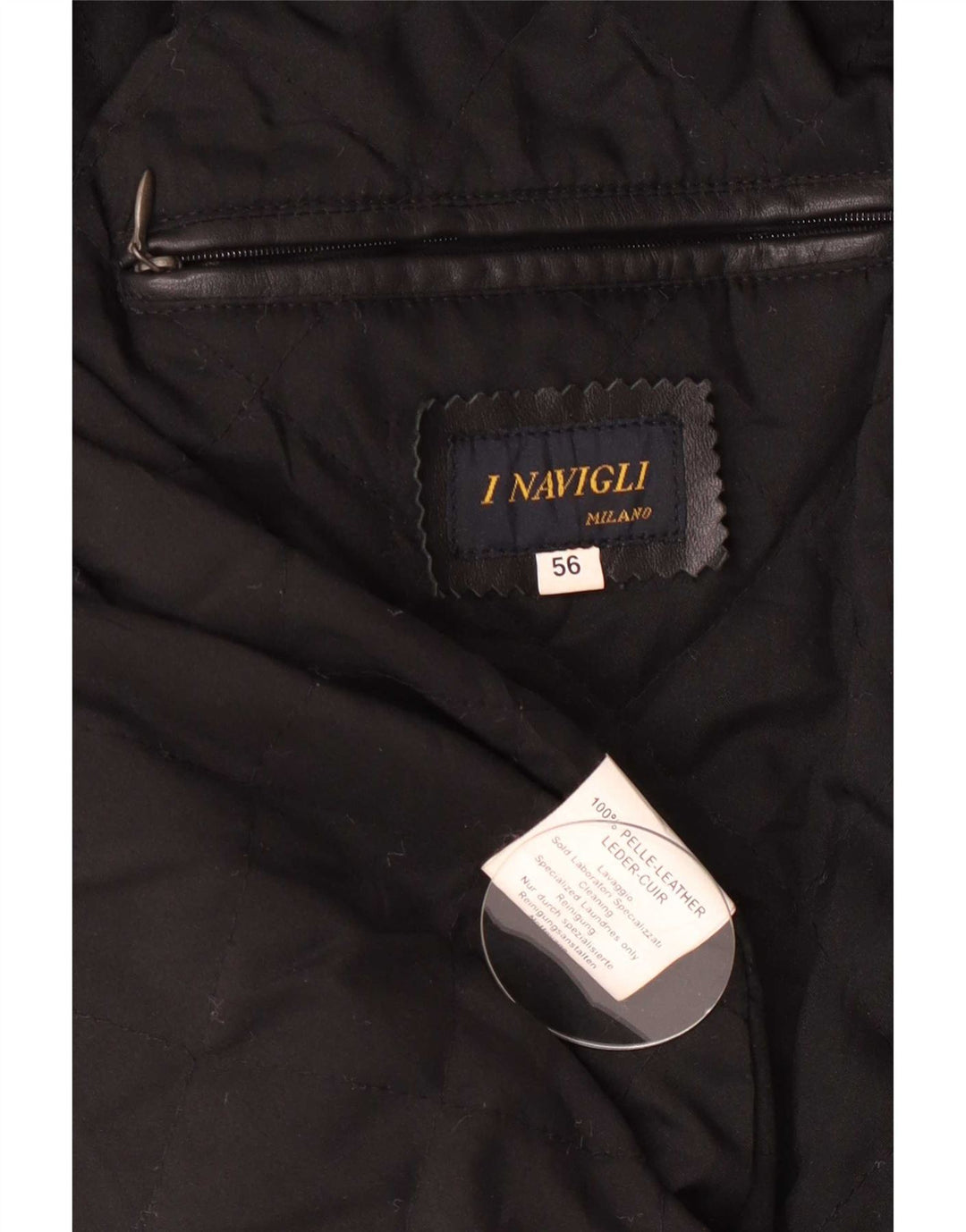 I NAVIGLI Herre læderjakke IT 56 3XL Sort
