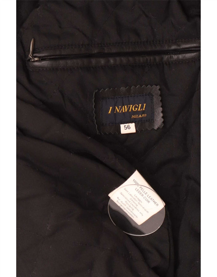 I NAVIGLI Herre læderjakke IT 56 3XL Sort