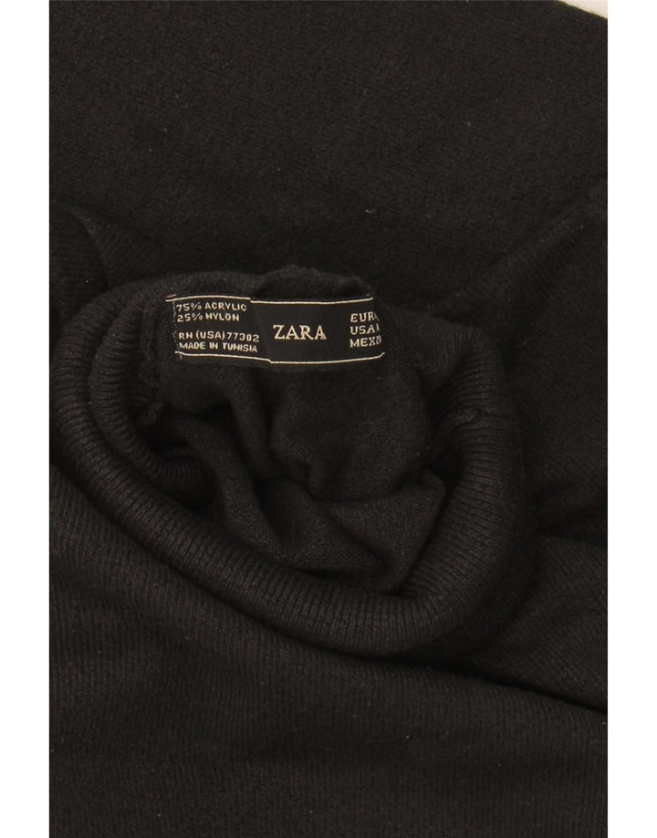 Zara Dame Roll Neck Jumper Sweater UK 12 Medium Sort Akryl