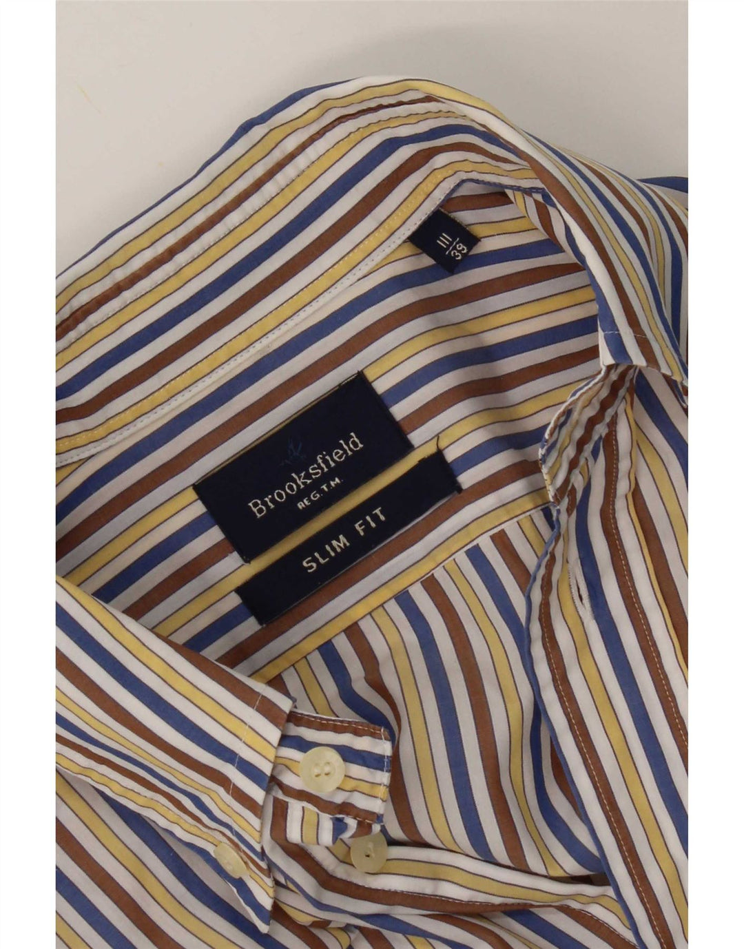 Brooksfield Herre Slim Fit skjorte størrelse 39 Medium Flerfarvet nålestribe