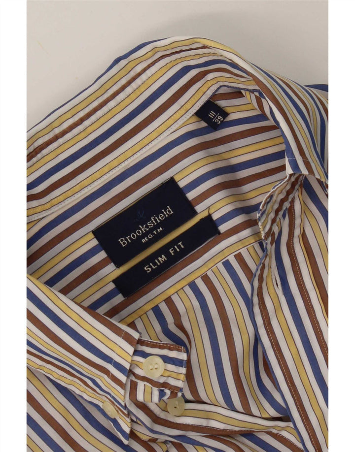Brooksfield Herre Slim Fit skjorte størrelse 39 Medium Flerfarvet nålestribe